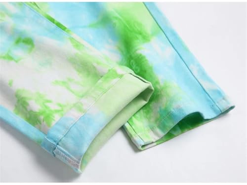 Men Tie Dye Stretch Denim Jeans Pants Slim Straight Trousers3