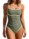 Eomenie Womens One Piece Swimsuits Tummy Control Slimming Bathing Suit for Women Color Block Swimwear Ruched Swim Suit