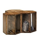 USO MULTIFUNCIONAL - el diseño simple de la mesa no solo se adapta a muchos estilos de interiores, sino que tampoco está sujeto a ninguna moda. ¡Con este producto siempre estás a la moda! Esta mesa de centro tiene una tapa hexagonal que se puede colocar tanto en horizontal como en vertical y funciona como una simple mesa de centro, pero también como mesa auxiliar o mesita de noche.
