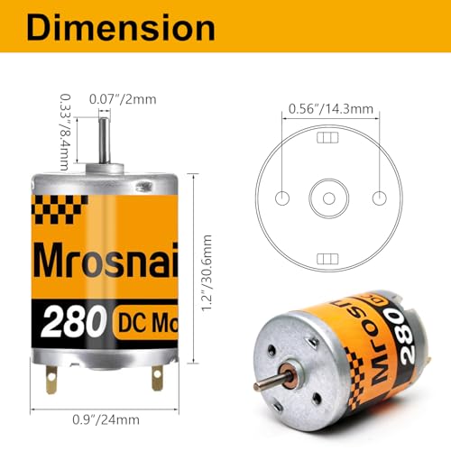 image for Mrosnail 6Pcs 280 Micro DC Motors 3V-12V 13500RPM 0.5A with 2.8mm Insu