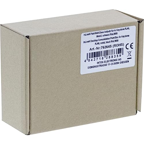 Placa de conexión Keystone RJ45 InLine® RAL9005 de metal negro resistente 5