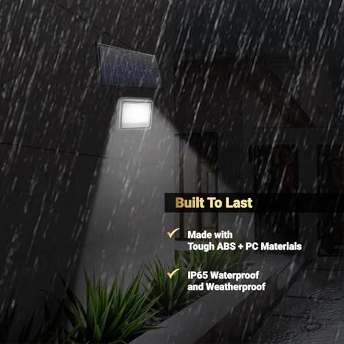 Image of Dylect Luxe Solar Flood Light - Powerful Bright 60W to 90W for Outdoor Garden, Home, Retail Shop, Parking | Long 10Hr Runtime with Unique Hazard Light & Remote, IP65 Waterproof, 6000K Cool White