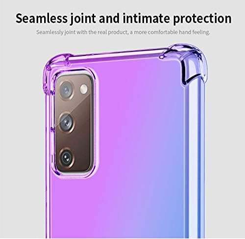 DEFBSC Gradient Case For Samsung Galaxy S20 FE 5G, Gradient Color Phone Case Ultra Slim Crystal Clear Protective TPU Bumper Back Cover for Samsung Galaxy S20 FE - Blue Purple