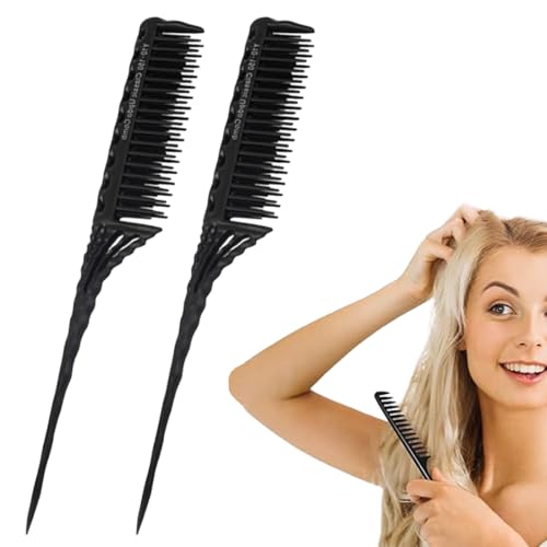 Set di 2 pettini per capelli, pettine per parrucchieri, pettine antistatico per capelli, pettine a coda di topo per donne, pettine per volume posteriore