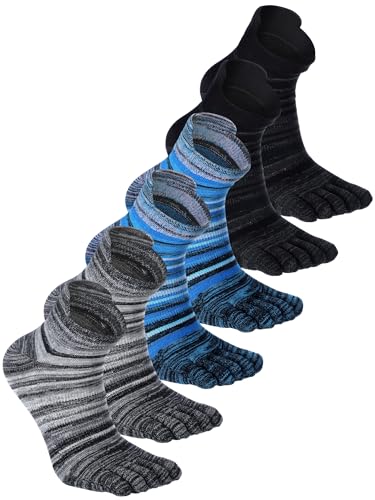 Image of Fourluoo 3 /6 Pairs Women Toe Socks Cotton Breathable Ankle Five Toe Socks for Men Women Athletic Running