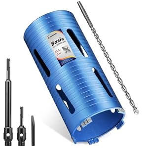 DaduoRi 116mm x 240mm Long Core Drill Bit Set with 240mm,110mm SDS Plus Adaptor & Centre Pilot Bit,Diamond Core Drill Set for Brick Block Masonry Stone,1/2 BSP Thread(For hole 115 mm)