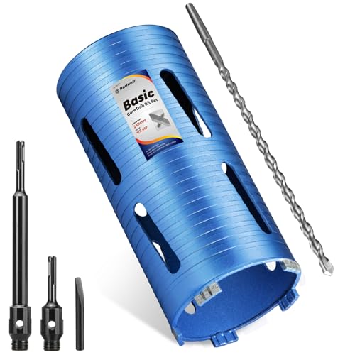 DaduoRi 116mm x 240mm Long Core Drill Bit Set with 240mm, 110mm SDS Plus Adaptor & Centre Pilot Bit, Diamond Core Drill Set for Brick Block Masonry Stone, 1/2 BSP Thread(For hole 115 mm)