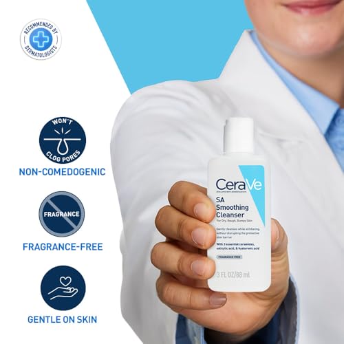 Image of CeraVe SA Smoothing Cleanser For Dry, Rough, Bumpy and Acne-Prone Skin, contains Salicylic Acid with no harsh microbeads, Dermatologist Recommended Face wash, 88ml