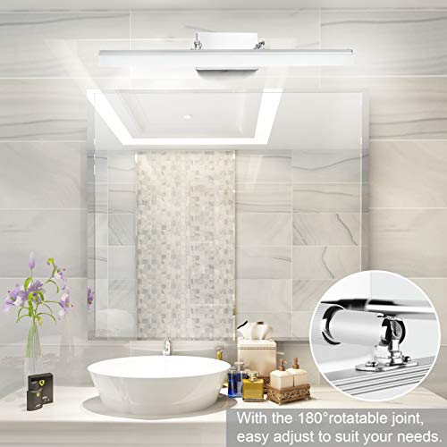 Image of Aipsun 24 inch Modern LED Vanity Lights Adjustable Bathroom Vanity Light Fixtures Chrome Bathroom Light Fixture Over Mirror 5500K