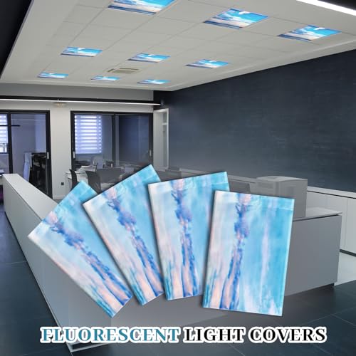 Image of VIHOSE 4 Pcs 2 x 2 Feet Fluorescent Light Covers for Ceiling Lights Classroom Magnetic Light Filters for Reducing Harsh Glare Flicker for Office Classroom Home Drop Ceiling(Sea Gull)
