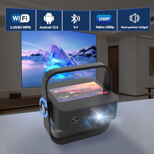 Beamer Ultra HD 4K Android 9 mit 17,8 cm (7 Zoll) KYF Touchscreen, 4K, 6000 Lumen, WLAN 6, Bluetooth 5.1, Autofokus