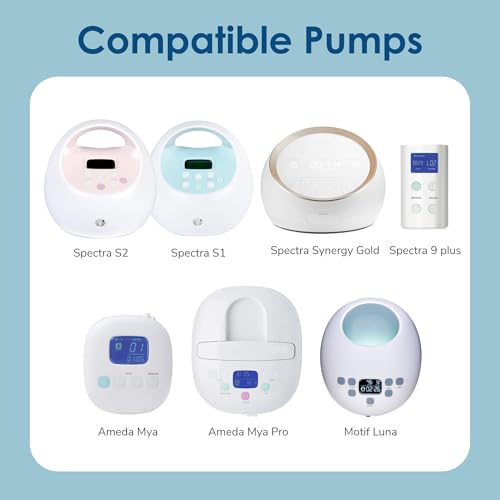 Image of Maymom Pump Parts Compatible with Spectra S1 S2 9 Plus Accessories, One-piece Cap Bottles, Base Connectors, Duckbill Valves, Backflow Protectors and Tubing, Not Original Spectra Accessories