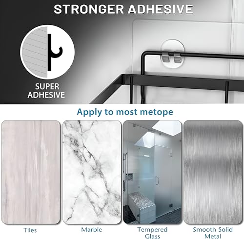 Image of Homeor MS Self Adhesive Bathroom Shelf I Wall Mounted Bathroom Organizer I Shower Caddy Shelf Organizer Rack I Multifunctional Bathroom Rack for Bathroom, Living Room & Kitchen Accessories, Pack of 2