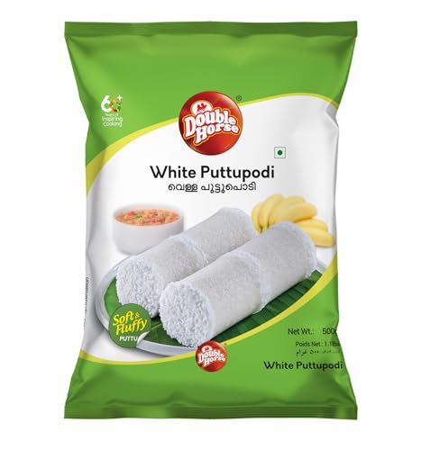 Image of Double Horse Soft & Fluffy White Puttu Podi 500 grams x 2 Pkts |Export Quality | Steamed Puttupodi | Pre Steam Technology