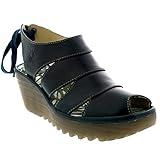 Womens Fly London Yown Rug Leather Vacation Peep Toe Wedges Heel Sandals