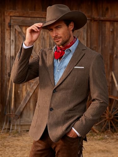 Barry.Wang Mens Vintage Blazer Corduroy Sport Coat Regular Fit Suit Jacket Halloween Christmas Holiday Cruise2