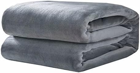 ShineMoon Home Beddinng Super Soft Fluffy Plush Fleece Blanket Throws for Bed Sofa Solid Color Outdoor Camping Traveling Blankets Double King Size, 150 x 200 cm, Grey