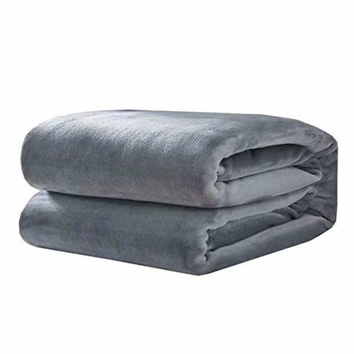ShineMoon Home Beddinng Super Soft Fluffy Plush Fleece Blanket Throws for Bed Sofa Solid Color Outdoor Camping Traveling Blankets Double King Size, 150 x 200 cm, Grey