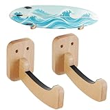 OVECIOPO Surfboard Wall Mount – Durable Beech Wood Surfboard Rack for Wall with Non-Slip Pads –Surf Board Wall Mounts for Longboard, Shortboard, Skimboard, Snowboard Ski Storage