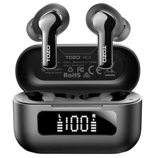 TOZO NC3 Hybrid Active Noise Cancelling Wireless Earbuds with 6 Mics AI Clear Call Ear Buds 55H Playtime with LED Display 32 Preset EQs via APP Bluetooth 5.3 IPX8 Waterproof in Ear Headphones