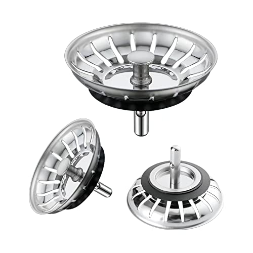 WINDALY Fregadero de Cocina Colador Enchufe Tapón de Fregadero Filtro, Ø 80mm Acero Inoxidable Colador para Fregadero de Cocina(3 Pieza) Cover