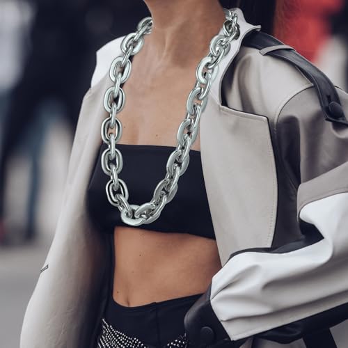 Remuuly Halloween Plastic Chain Necklace Chunky Hip Hop, 36 Inches, Silver by Remuuly - Used condition - Image 5