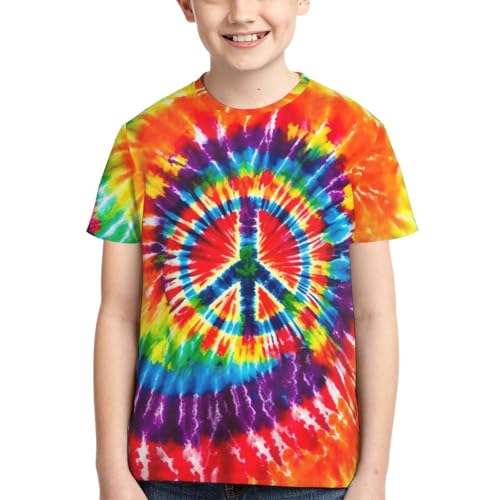 Image of Big Kids Tie Dye Shirt for Boys Girls Short Sleeve Hippie Tshirt Senior Tee