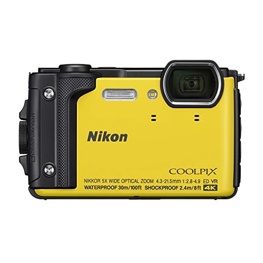 Nikon W300 Waterproof Underwater Digital Camera with TFT LCD, 3", Yellow (26525)