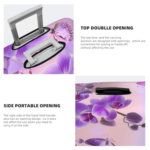 Purple Orchid Butterfly Travel Luggage Cover Elastic Suitcase Covers Washable Anti Scratch Luggage Dust Covers Protector, Fits 22-24 inch Luggage, M4