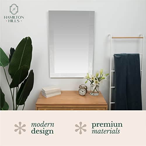 Hamilton Hills Rectangular 24x36 inch Silver Framed Vanity Mirror | Beveled Edge Squared Corner Frame Vanity Wall Mirror | Classy Decorative Bathroom Mirrors for Vanity, Hallway or Entry - Hanging - Image 6