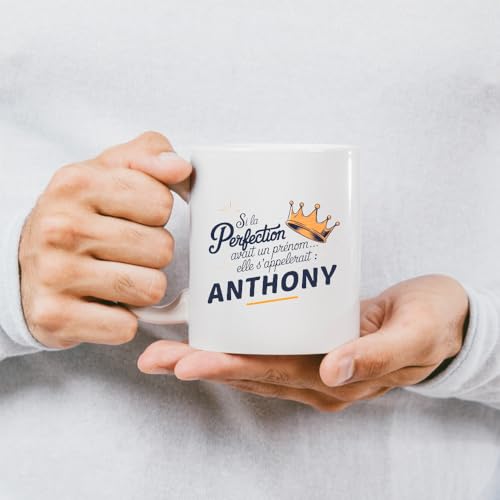 quotedazur Café-Croissant - Mug Personnalisé Tasse Cadeau Si La Perfection Avait Un Prénom Noël Elle S'Appellerait Anthony - Bleu/Céramique – vue 4