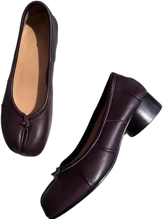 Women's Tabi Ballet Flats with Bowknot Split Toe Design-Low Heel Office Shoes with Cylindrical Comfort & Wedding-Ready Style​