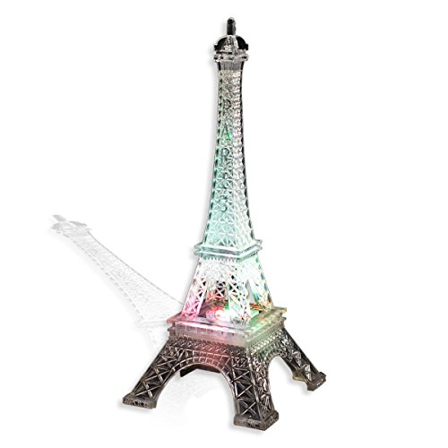 Anderson's Eiffel Tower Centerpiece with Color-changing LED Lights, 10 inches, Battery-operated Paris Theme Decoration