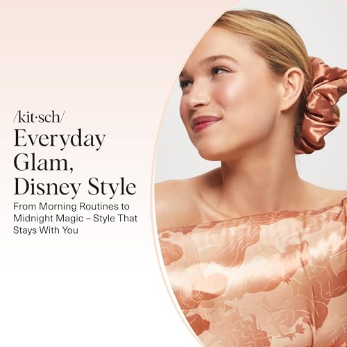 Image of Kitsch & Disney Satin Scrunchies for Women - No Crease Hair Ties for Girls | Big Scrunchies with All Hair Types and Textures, Perfect for Day or Night | Ideal Gifts for Women - 2 Pcs, Desert Crown