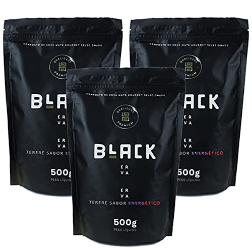 Kit 3x Erva Mate Tereré Black Erva 500g Sabor Energético