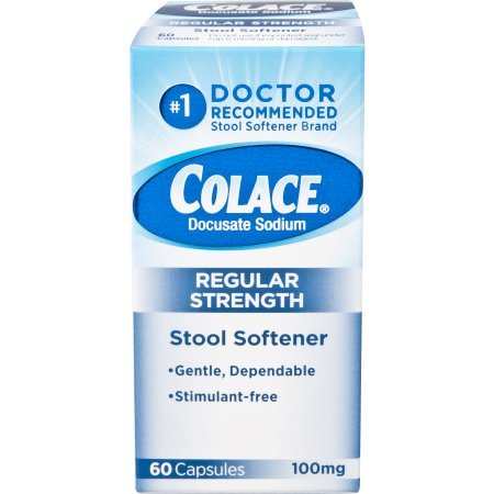 Colace Docusate Sodium Stool Softener, 100 mg Capsules, 60 Count (5 Pack )