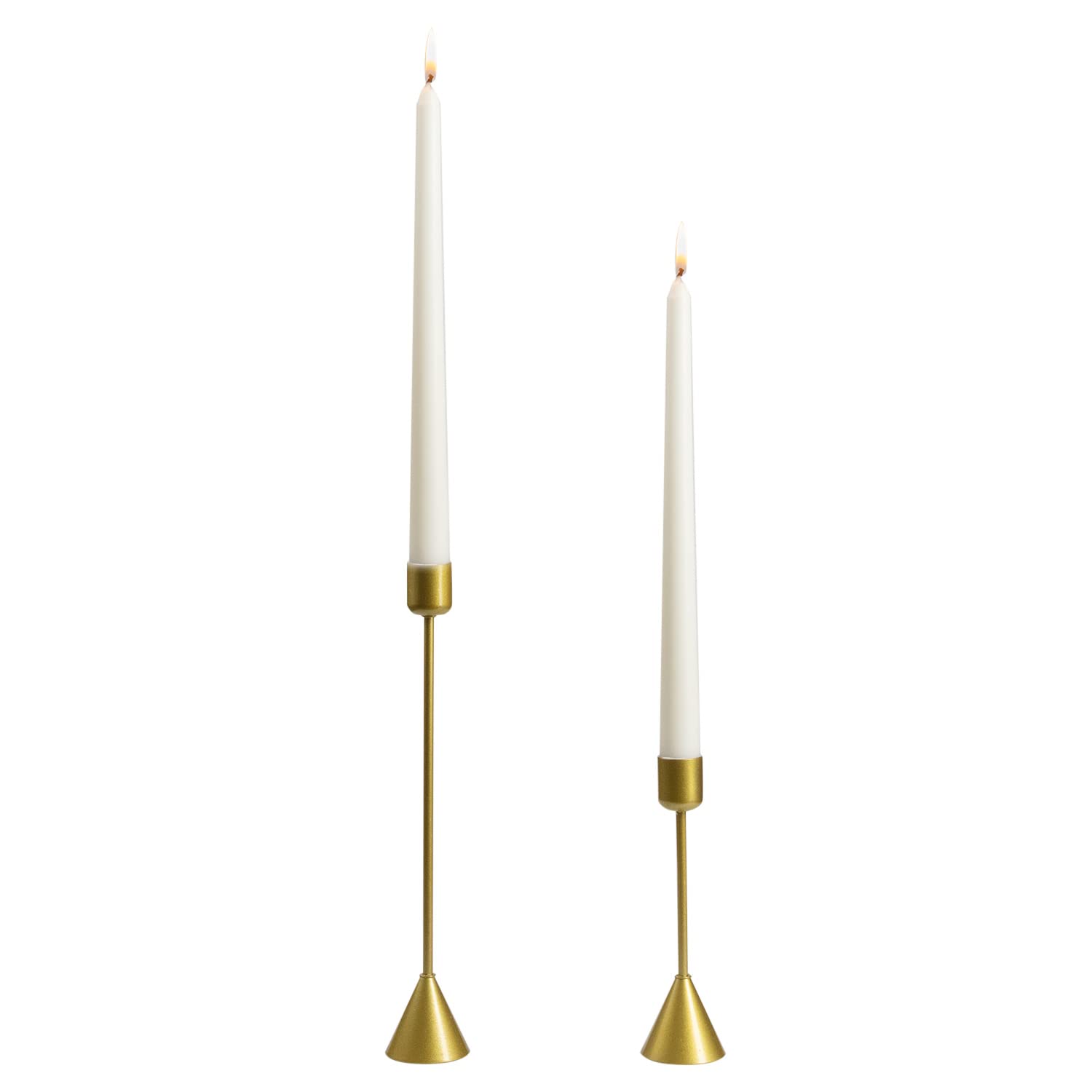 Royal Imports Gold Taper Candle Holder, Modern Metal Tapered Candlestick Holders, Centerpiece Decoration for Home or Wedding, 2 Pc Set, 6