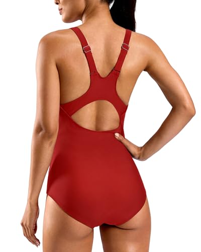 Image of G Gradual Women's Athletic One Piece Swimsuit with Adjustable Straps Competitive Racerback Modest Bathing Suit for Women