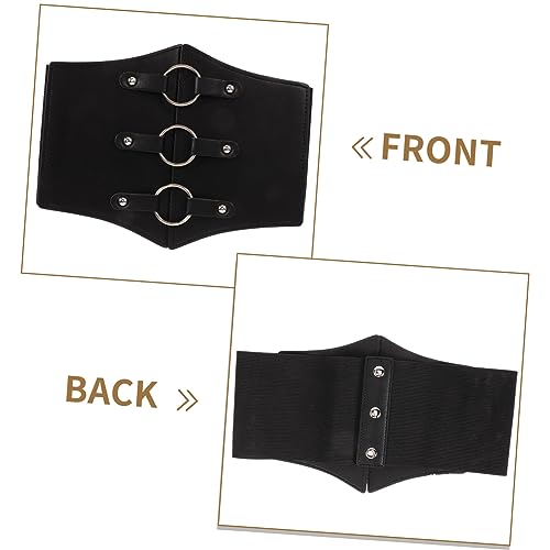 Vintage Wide Waist Belt Corset for Women Elastic Underbust Corset Belt with Imitation Leather and Alloy Fits Stylish Accessory for Dresses and Renaissance Costume4