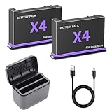 Rechargeable Battery for Insta360 X4 Camera, 2-Pack 2500mAh 360 X4 Replacement Battery and Dual USB-C Fast Charger Hub Compatible with Insta 360 X4 Batteries and Charger Box