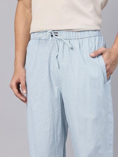 Image of Majestic Man Men's Pure Cotton Small Checks Lounge Pyjama | Comfort Fit | 3 Pockets | Front Zip Closure