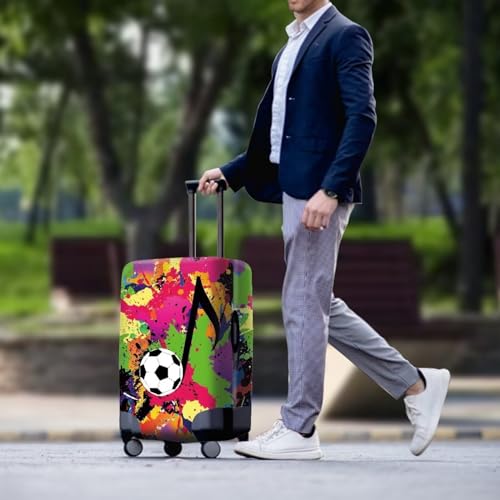 Luggage Cover Anti-Scratch Travel Luggage Cover Fit for 18-32 Suitcase Travel Luggage Protector, Music Notes Soccer3