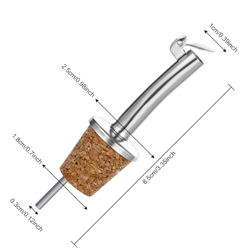 Miniatura 2 de Incutex 5x Vertedores De Botellas Corcho Y 1x Cepillo De Limpieza, Boquillas Aceite In Acero Inoxidable Con Tapón Antigoteo, Vertedor Dosificador Aceite, Vino, Vinagre