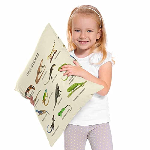 Axayaz Cartoon Lizards Pillow Covers Wild Animals In Nature Cute Exotic Life Standard Size 18 X 18 Inch Cotton Linen For Home Decor #TOP1