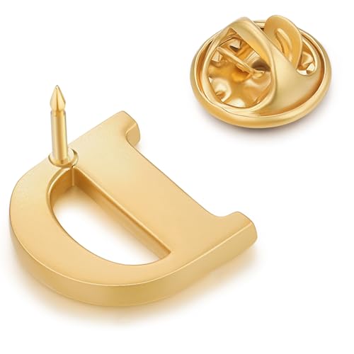 Image of HONEY BEAR Mens Womens Initial Alphabet Letter Lapel Pins Collar Badge Brooches for Business Wedding Graduation Gift Matte Gold 0.59 inches