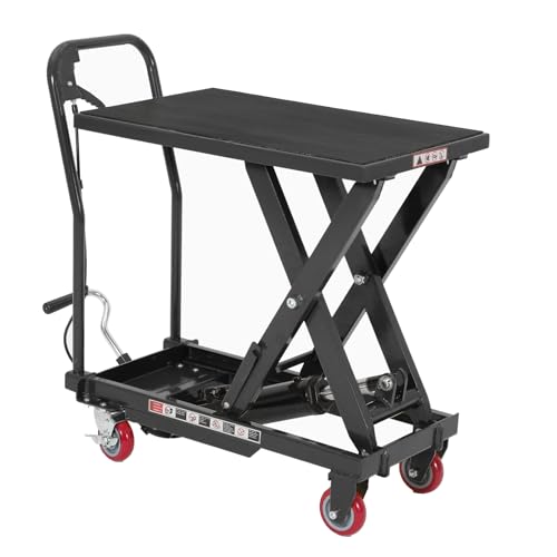Image of Heavy Duty Hydraulic Lift Table Cart 1100LB Capacity, Single Scissor Lift Table with 35.4