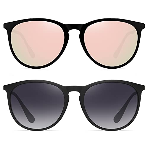 Wowsun Polarized Sunglasses For Women Vintage Retro Round Mirrored Lens #TOP5