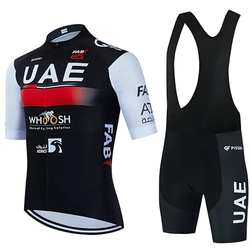 Oasisgalore Mens Cycling Jersey Set Moisture Wicking and Quick Dry Road Bike Cycling Shorts Sleeves Kits with 3D Cushion Padded Shorts (Black L)