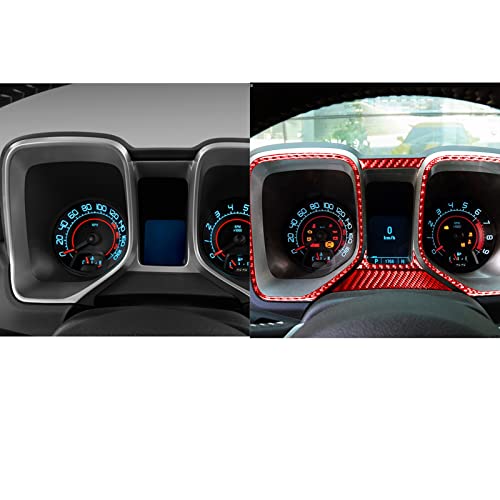 Image of NVCNX Real Premium Carbon Fiber Dashboard Speedometer Instrument Panel Frame Dash Trim Cover Car Interior Accessories Compatible with Chevrolet Camaro 2010 2011 2012 2013 2014 2015 5PCS Red
