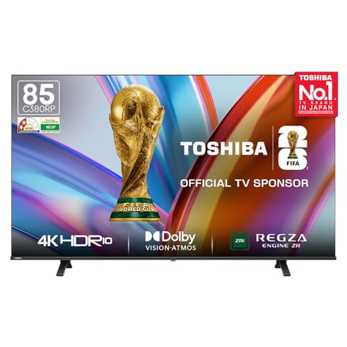 Image of Toshiba 215 cm (85 Inches) 4K Ultra HD Smart LED TV | Dolby Vision Atmos | HDR10+ | Game Mode Plus | AI 4K Upscaling | REGZA Engine ZR | Voice Control | VIDAA OS | 85C380RP (Black)